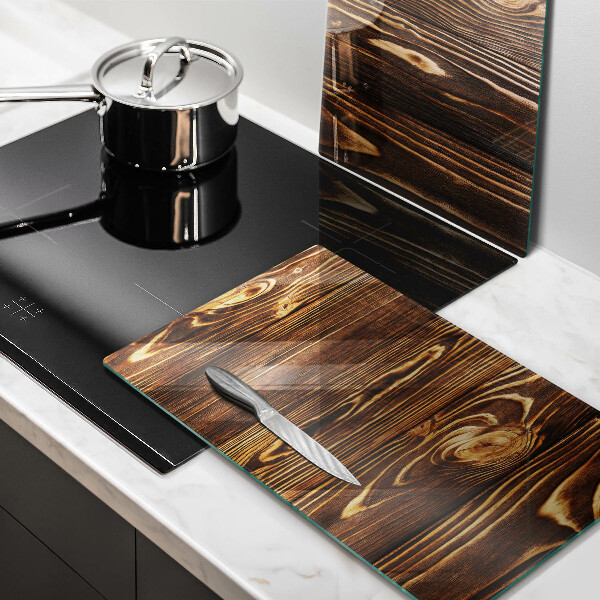 Glas Ceranfeldabdeckung Holzstruktur