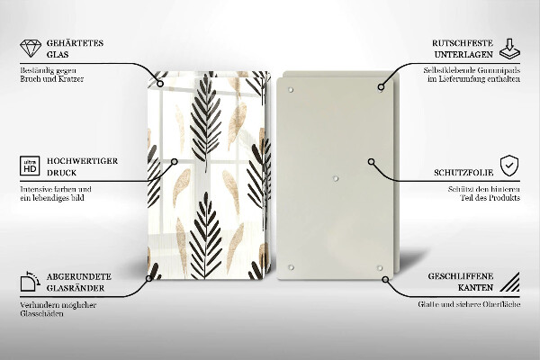 Glas Ceranfeldabdeckung Boho-Pflanzen