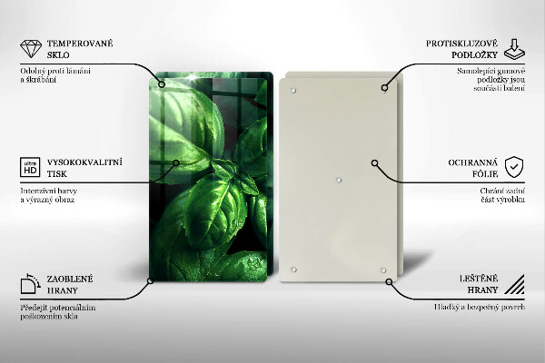 Glas Ceranfeldabdeckung Basilikumblätter