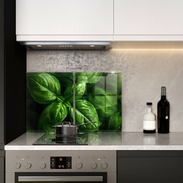 Glas Ceranfeldabdeckung Basilikumblätter