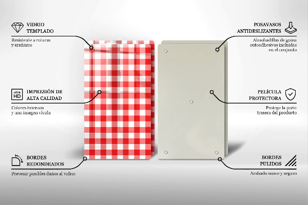 Glas Ceranfeldabdeckung Rot-weißes Karomuster