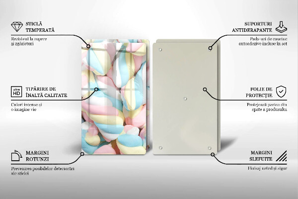 Glas Ceranfeldabdeckung Bunte Marshmallows