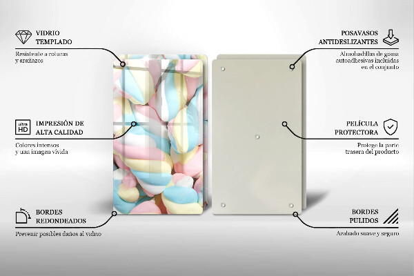 Glas Ceranfeldabdeckung Bunte Marshmallows