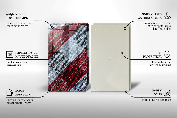 Glas Ceranfeldabdeckung Rot-weißes Karomuster