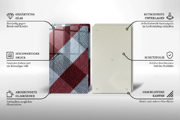 Glas Ceranfeldabdeckung Rot-weißes Karomuster
