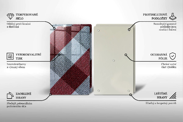 Glas Ceranfeldabdeckung Rot-weißes Karomuster