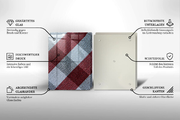 Glas Ceranfeldabdeckung Rot-weißes Karomuster