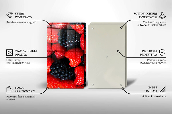 Glas Ceranfeldabdeckung Himbeeren und Brombeeren