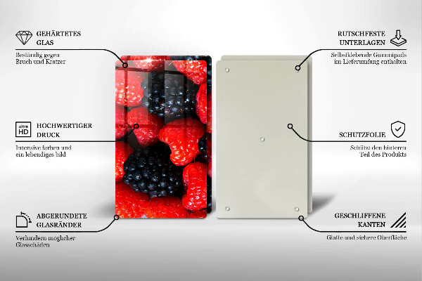 Glas Ceranfeldabdeckung Himbeeren und Brombeeren