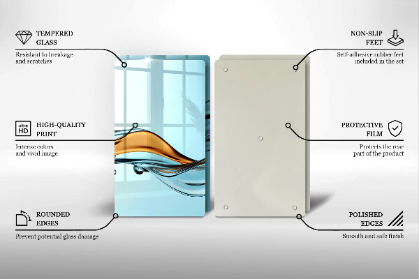 Glas Ceranfeldabdeckung Wasser auf blauem Hintergrund