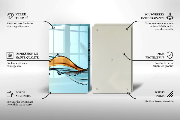 Glas Ceranfeldabdeckung Wasser auf blauem Hintergrund