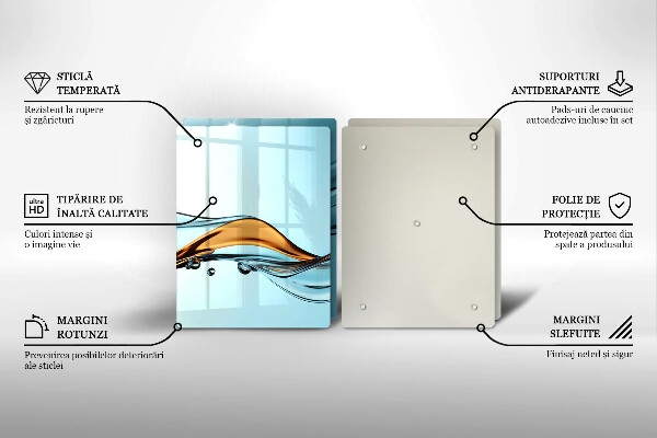 Glas Ceranfeldabdeckung Wasser auf blauem Hintergrund