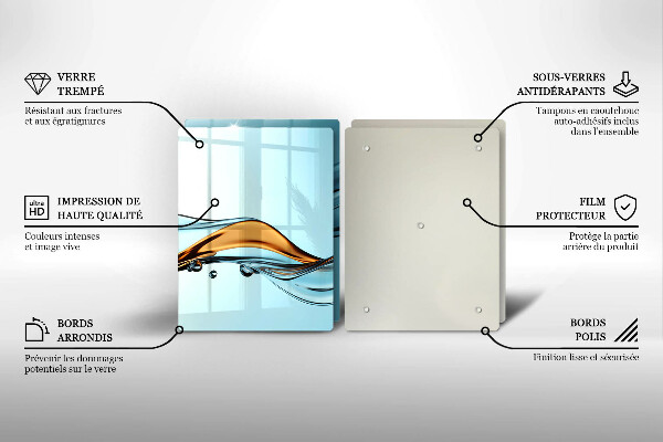 Glas Ceranfeldabdeckung Wasser auf blauem Hintergrund