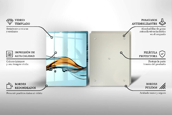 Glas Ceranfeldabdeckung Wasser auf blauem Hintergrund