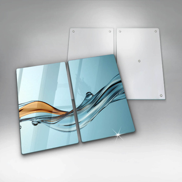 Glas Ceranfeldabdeckung Wasser auf blauem Hintergrund