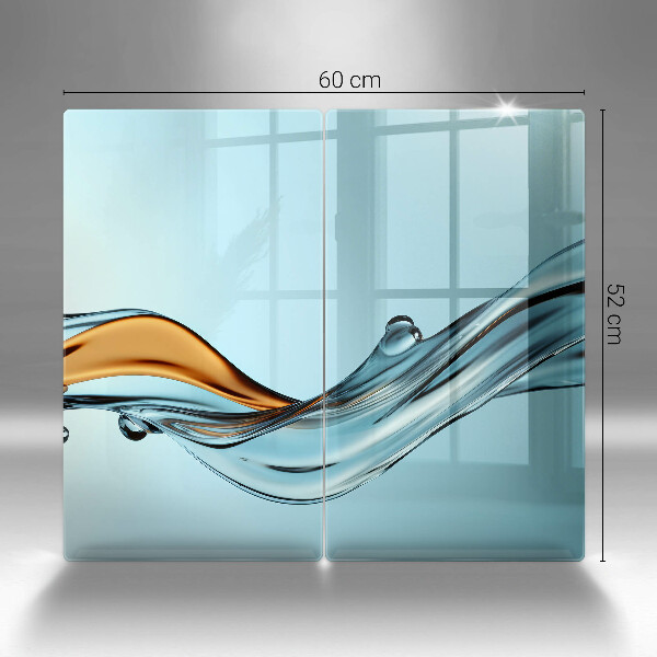 Glas Ceranfeldabdeckung Wasser auf blauem Hintergrund