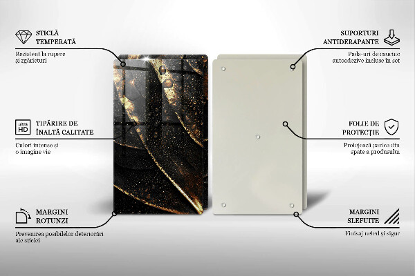 Glas Ceranfeldabdeckung Gold Blatt