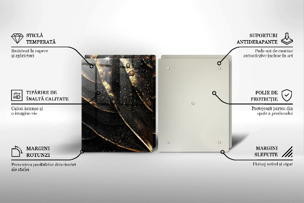 Glas Ceranfeldabdeckung Gold Blatt
