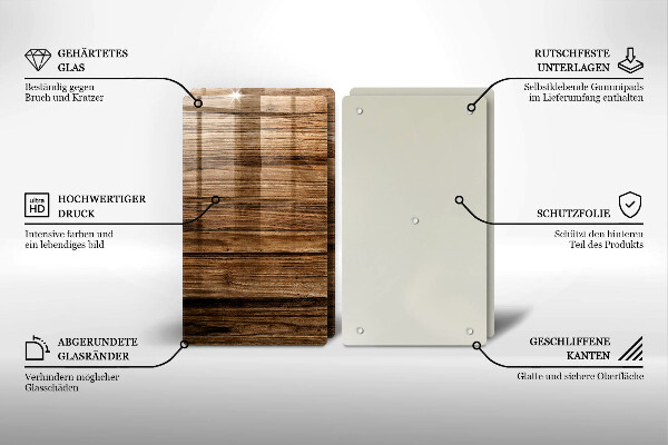 Glas Ceranfeldabdeckung Holzstruktur