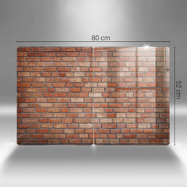Glas Herdabdeckplatte Backsteinmauer