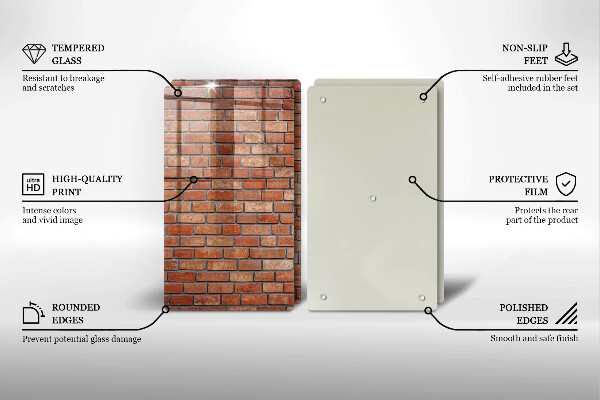 Glas Herdabdeckplatte Backsteinmauer