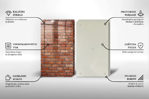 Glas Herdabdeckplatte Backsteinmauer