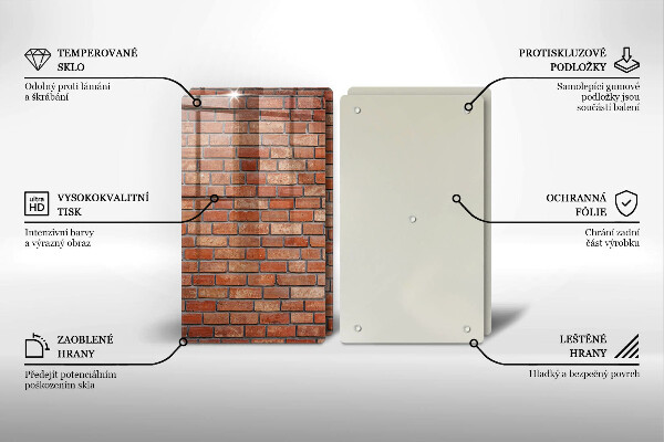 Glas Herdabdeckplatte Backsteinmauer