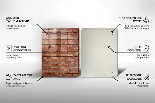 Glas Herdabdeckplatte Backsteinmauer