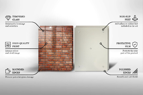 Glas Herdabdeckplatte Backsteinmauer