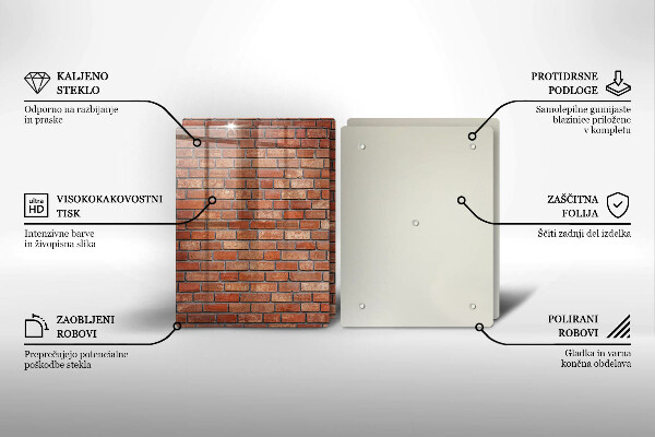 Glas Herdabdeckplatte Backsteinmauer