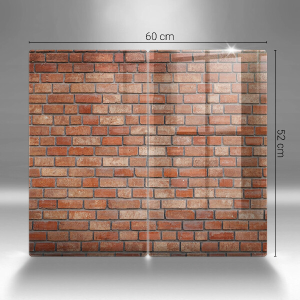 Glas Herdabdeckplatte Backsteinmauer