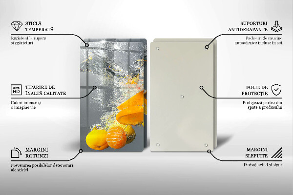 Glas Ceranfeldabdeckung Zitronen im Wasser