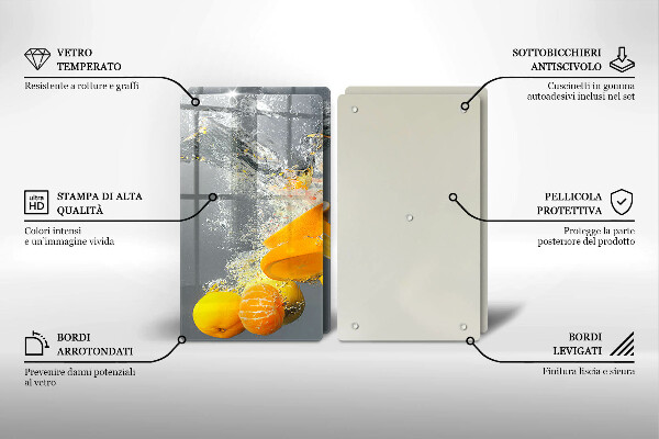 Glas Ceranfeldabdeckung Zitronen im Wasser