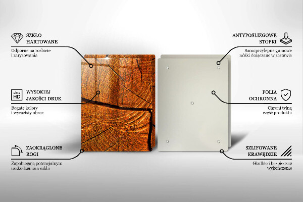 Glas Herdabdeckplatte Holzstammstruktur