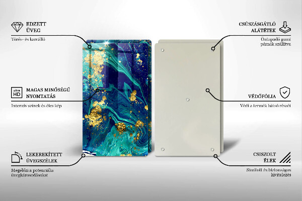 Glas Herdabdeckplatte Abstraktion mit Gold