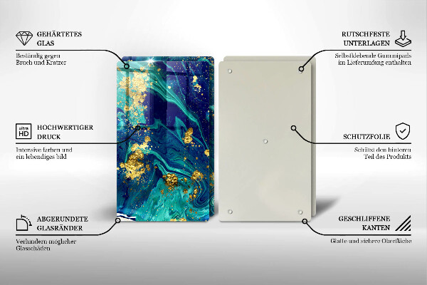 Glas Herdabdeckplatte Abstraktion mit Gold