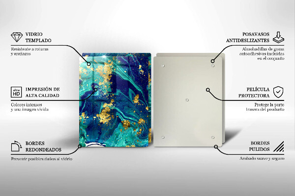 Glas Herdabdeckplatte Abstraktion mit Gold