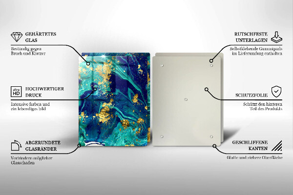 Glas Herdabdeckplatte Abstraktion mit Gold