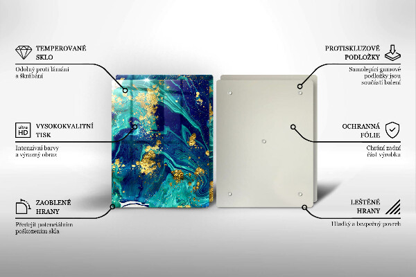 Glas Herdabdeckplatte Abstraktion mit Gold