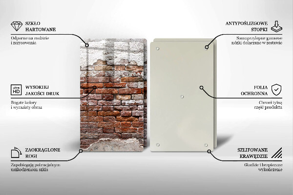 Glas Herdabdeckplatte Alte Ziegel- und Betonmauer