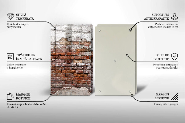 Glas Herdabdeckplatte Alte Ziegel- und Betonmauer