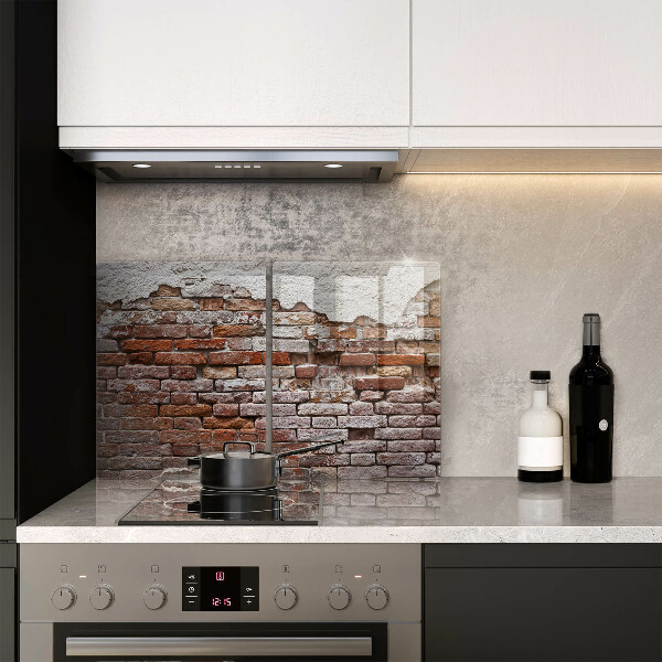 Glas Herdabdeckplatte Alte Ziegel- und Betonmauer