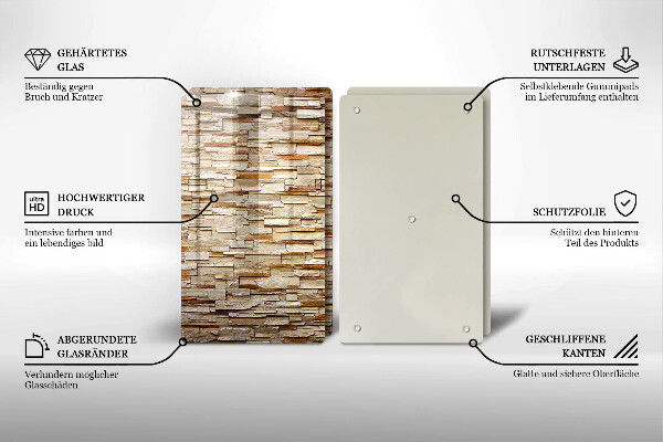 Glas Herdabdeckplatte Textur von dekorativen Steinen