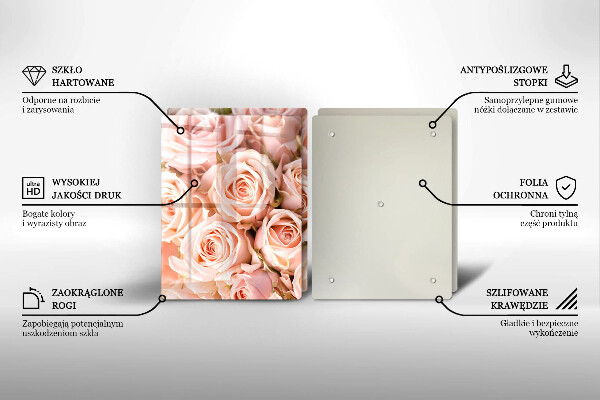 Glas Herdabdeckplatte Strauß zarter Rosen