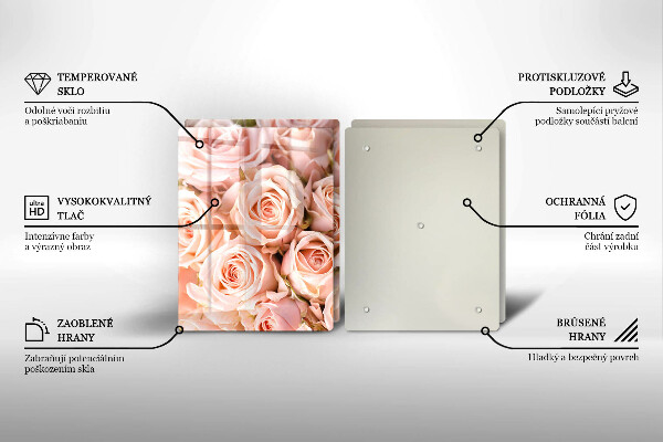 Glas Herdabdeckplatte Strauß zarter Rosen