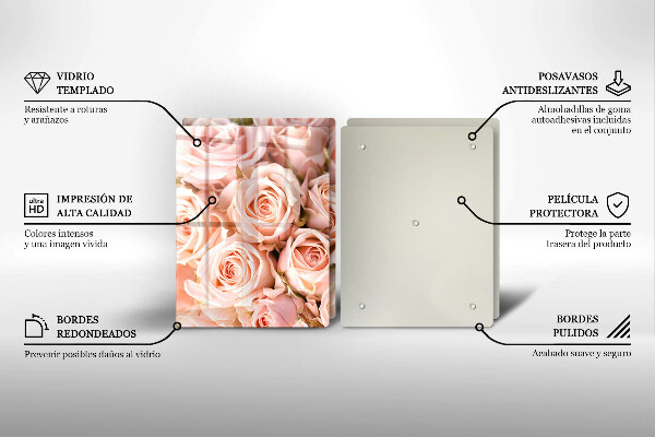 Glas Herdabdeckplatte Strauß zarter Rosen