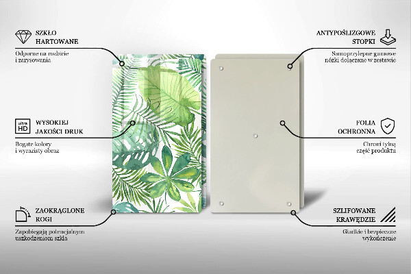Glas Herdabdeckplatte Aquarell-Boho-Blätter