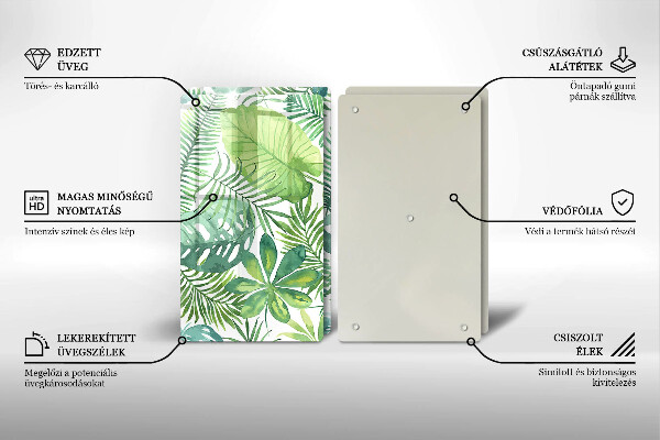 Glas Herdabdeckplatte Aquarell-Boho-Blätter