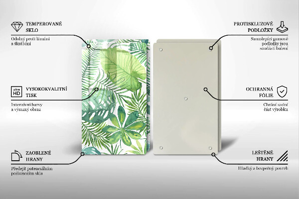 Glas Herdabdeckplatte Aquarell-Boho-Blätter
