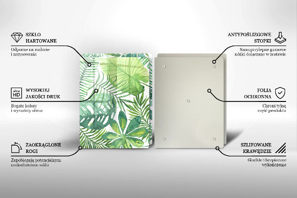 Glas Herdabdeckplatte Aquarell-Boho-Blätter